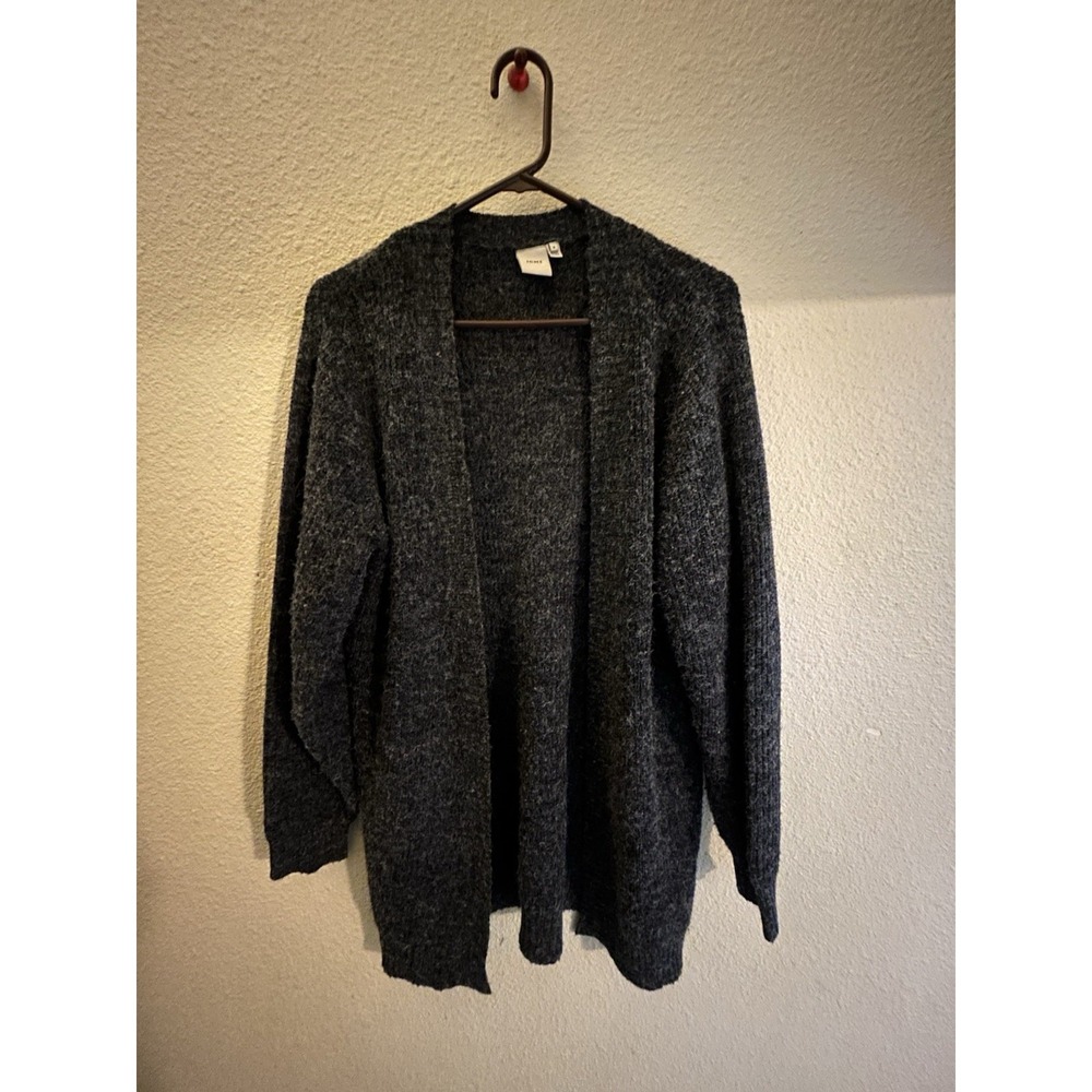 ICHI Open Front Cardigan Women's Sz Small Gray - Acrylic & Nylon Sweater